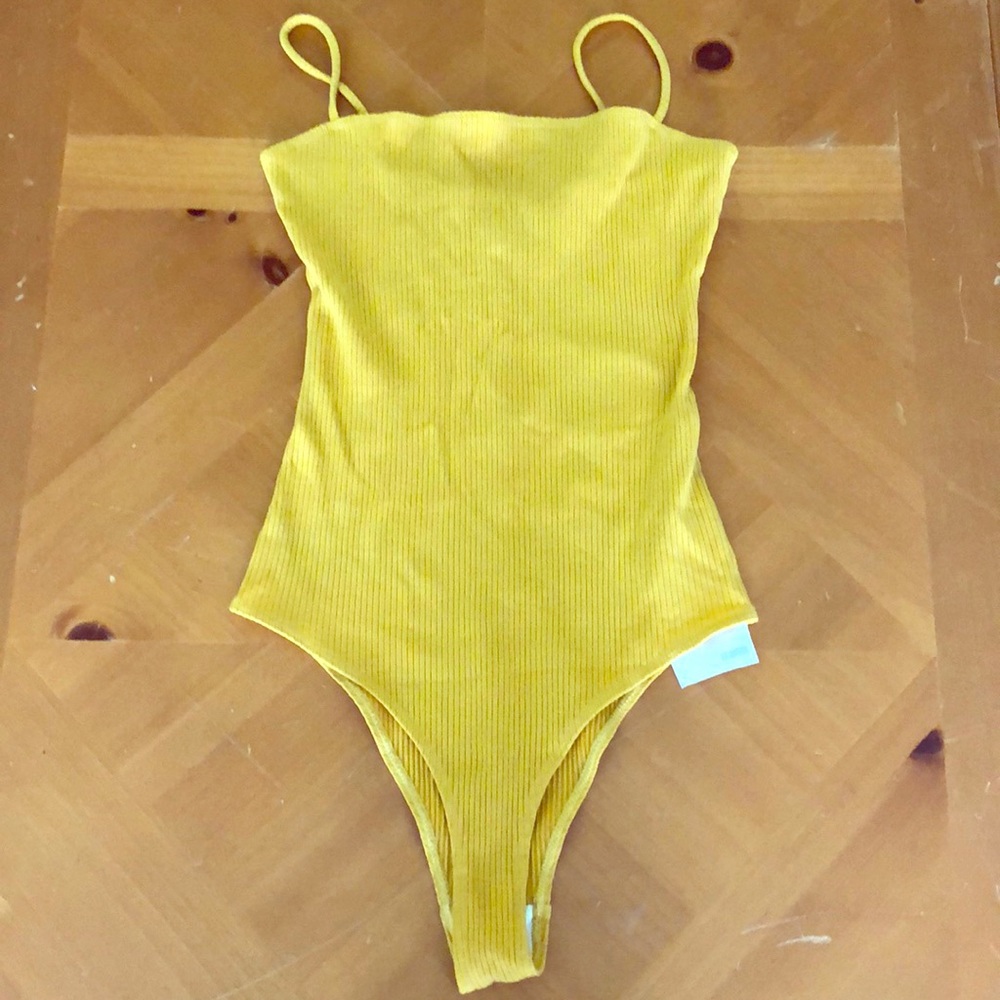 Reformation Crystal Bodysuit in Sunflower